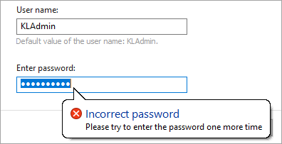 Entering the password for a Kaspersky application.